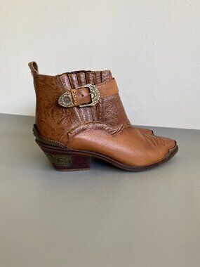 VTG Julia The Individual Leather Western Boots Cognac Cowboy Ankle Booties 8